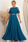 Rochie din voal verde petrol lunga in clos cu un cordon accesorizat- StarShinerS 2 - StarShinerS.ro