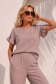Bluza dama cu maneca scurta din viscoza si in mocha cu volanase - StarShinerS