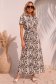 Rochie din viscoza mocha imprimata lunga cu croi larg si buzunare- StarShinerS 1 - StarShinerS.ro