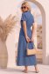 Rochie din in si viscoza bleumarin lunga cu un croi drept si buzunare - StarShinerS 2 - StarShinerS.ro