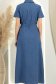 Rochie din in si viscoza bleumarin lunga cu un croi drept si buzunare - StarShinerS 5 - StarShinerS.ro