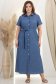 Rochie din in si viscoza bleumarin lunga cu un croi drept si buzunare - StarShinerS 1 - StarShinerS.ro
