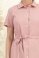 Rochie din in si viscoza roz pudra lunga cu un croi drept si buzunare - StarShinerS 2 - StarShinerS.ro