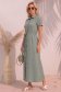Rochie din in si viscoza kaki lunga cu un croi drept si buzunare - StarShinerS 1 - StarShinerS.ro