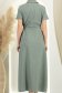 Rochie din in si viscoza kaki lunga cu un croi drept si buzunare - StarShinerS 4 - StarShinerS.ro