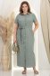 Rochie din in si viscoza kaki lunga cu un croi drept si buzunare - StarShinerS 1 - StarShinerS.ro