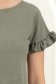 Bluza dama cu maneca scurta din viscoza si in kaki cu volanase - StarShinerS 5 - StarShinerS.ro