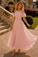 Rochie din voal roz pudra lunga in clos cu un cordon accesorizat- StarShinerS 1 - StarShinerS.ro