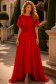 Rochie din voal cu sclipici rosie lunga in clos cu brosa florala- StarShinerS 1 - StarShinerS.ro