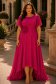 Rochie din voal cu sclipici fuchsia lunga in clos cu brosa florala- StarShinerS 1 - StarShinerS.ro