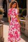 Rochie din material subtire roz midi in clos imprimata floral- StarShinerS 2 - StarShinerS.ro