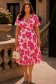 Rochie din material subtire roz midi in clos imprimata floral- StarShinerS 1 - StarShinerS.ro