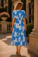 Rochie din material subtire albastra midi in clos imprimata floral- StarShinerS 3 - StarShinerS.ro
