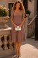 Rochie din viscoza mocha midi in clos cu volanase la maneca - StarShinerS 2 - StarShinerS.ro
