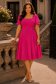 Rochie din viscoza fuchsia midi in clos cu volanase la maneca - StarShinerS 1 - StarShinerS.ro