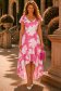 Rochie din viscoza asimetrica roz midi in clos imprimata - StarShinerS 1 - StarShinerS.ro