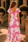 Rochie din viscoza asimetrica roz midi in clos imprimata - StarShinerS 4 - StarShinerS.ro