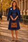 Rochie bleumarin midi in clos cu dungi si accesoriu tip curea- StarShinerS 2 - StarShinerS.ro