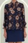 Bluza din viscoza bleumarin imprimata cu un croi larg si volanase la maneca 5 - StarShinerS.ro
