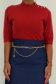 Bluza dama din tricot fin rosie cu un croi larg , guler inalt si nasturi decorativi 4 - StarShinerS.ro