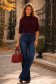 Bluza dama din tricot fin visinie cu un croi larg , guler inalt si nasturi decorativi 2 - StarShinerS.ro