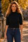 Bluza dama din tricot fin neagra cu un croi larg , guler inalt si nasturi decorativi 1 - StarShinerS.ro