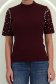 Bluza dama din tricot fin visinie cu un croi larg accesorizata cu perle si pietre strass 5 - StarShinerS.ro