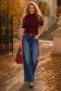 Bluza dama din tricot fin visinie cu un croi larg accesorizata cu perle si pietre strass 2 - StarShinerS.ro