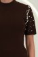 Bluza dama din tricot fin maro cu un croi larg accesorizata cu perle si pietre strass 2 - StarShinerS.ro