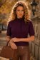 Bluza dama din tricot fin mov cu maneca scurta cu un croi larg si guler inalt 1 - StarShinerS.ro