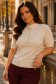Bluza dama din tricot fin crem cu maneca scurta cu un croi larg si guler inalt 1 - StarShinerS.ro
