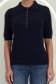 Bluza dama din tricot fin bleumarin cu maneca scurta si croi larg cu nasturi contrastanti 3 - StarShinerS.ro