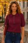 Bluza dama din tricot fin visinie cu maneca scurta si croi larg cu nasturi contrastanti 1 - StarShinerS.ro