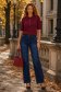 Bluza dama din tricot fin visinie cu maneca scurta si croi larg cu nasturi contrastanti 2 - StarShinerS.ro