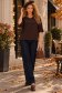 Bluza dama din tricot fin maro cu un croi larg si accesoriu cu pietre strass 2 - StarShinerS.ro