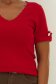 Bluza dama din tricot fin rosie cu maneca scurta mulata si accesoriu tip perla 3 - StarShinerS.ro