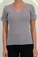 Bluza dama din tricot fin gri cu maneca scurta mulata si accesoriu tip perla 4 - StarShinerS.ro