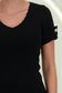 Bluza dama din tricot fin neagra cu maneca scurta mulata si accesoriu tip perla 2 - StarShinerS.ro