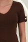 Bluza dama din tricot fin maro cu maneca scurta mulata si accesoriu tip perla 2 - StarShinerS.ro