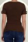 Bluza dama din tricot fin maro cu maneca scurta mulata si accesoriu tip perla 4 - StarShinerS.ro