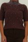 Bluza dama din tricot fin maro cu un croi larg accesorizata cu pietre strass 4 - StarShinerS.ro