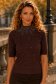 Bluza dama din tricot fin maro cu un croi larg accesorizata cu pietre strass