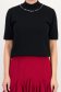 Bluza dama din tricot fin neagra cu un croi larg accesorizata cu pietre strass si perle 4 - StarShinerS.ro