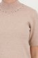 Bluza dama din tricot fin bej cu un croi larg accesorizata cu pietre strass si perle 3 - StarShinerS.ro