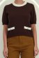 Bluza dama din tricot fin maro cu un croi larg cu buzunare false accesorizate 4 - StarShinerS.ro