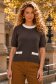 Bluza dama din tricot fin kaki cu un croi larg cu buzunare false accesorizate 1 - StarShinerS.ro