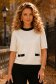 Bluza dama din tricot fin ivoire cu un croi larg cu buzunare false accesorizate 1 - StarShinerS.ro