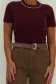 Bluza dama din tricot visinie cu maneca scurta si croi larg cu pietre strass 4 - StarShinerS.ro