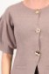 Cardigan dama din tricot fin bej cu maneci bufante si nasturi decorativi 3 - StarShinerS.ro
