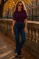 Bluza dama din tricot fin visinie cu un croi larg si nasturi decorativi aurii 2 - StarShinerS.ro